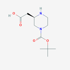 molecular formula C11H20N2O4 B11776366 (R)-2-(4-(tert-Butoxycarbonyl)piperazin-2-yl)acetic acid 
