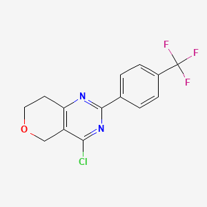 molecular formula C14H10ClF3N2O B11776545 4-Chloro-2-(4-(trifluoromethyl)phenyl)-7,8-dihydro-5H-pyrano[4,3-D]pyrimidine 