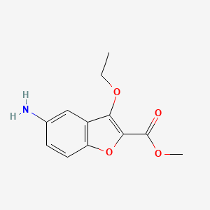 molecular formula C12H13NO4 B11776587 Methyl 5-amino-3-ethoxybenzofuran-2-carboxylate 