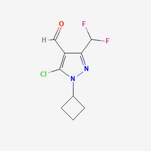 molecular formula C9H9ClF2N2O B11776645 5-Chloro-1-cyclobutyl-3-(difluoromethyl)-1H-pyrazole-4-carbaldehyde 