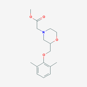 molecular formula C16H23NO4 B11776717 Methyl 2-(2-((2,6-dimethylphenoxy)methyl)morpholino)acetate 