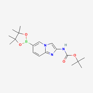 molecular formula C18H26BN3O4 B11776724 Tert-butyl (6-(4,4,5,5-tetramethyl-1,3,2-dioxaborolan-2-YL)imidazo[1,2-A]pyridin-2-YL)carbamate CAS No. 2304634-51-1
