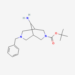 molecular formula C19H29N3O2 B11776745 Tert-butyl 9-amino-7-benzyl-3,7-diazabicyclo[3.3.1]nonane-3-carboxylate 
