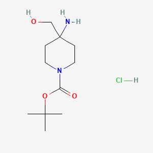 molecular formula C11H23ClN2O3 B11776748 tert-Butyl 4-amino-4-(hydroxymethyl)piperidine-1-carboxylate hydrochloride 