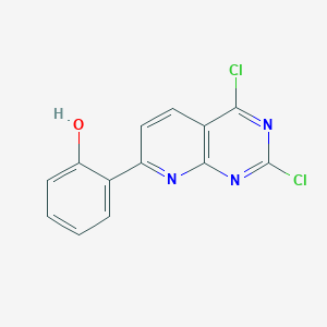 molecular formula C13H7Cl2N3O B11776764 2-(2,4-Dichloropyrido[2,3-D]pyrimidin-7-YL)phenol 