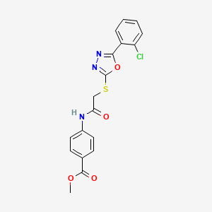 molecular formula C18H14ClN3O4S B11776777 Methyl 4-(2-((5-(2-chlorophenyl)-1,3,4-oxadiazol-2-yl)thio)acetamido)benzoate 