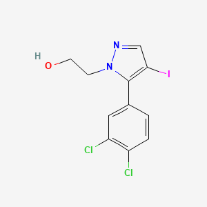 molecular formula C11H9Cl2IN2O B11776796 2-(5-(3,4-Dichlorophenyl)-4-iodo-1H-pyrazol-1-yl)ethanol 