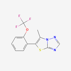 molecular formula C12H8F3N3OS B11776856 6-Methyl-5-(2-(trifluoromethoxy)phenyl)thiazolo[3,2-B][1,2,4]triazole 