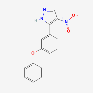 molecular formula C15H11N3O3 B11776913 4-Nitro-3-(3-phenoxyphenyl)-1H-pyrazole 
