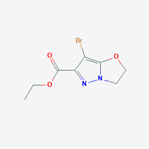 molecular formula C8H9BrN2O3 B11777001 Ethyl 7-bromo-2,3-dihydropyrazolo[5,1-b]oxazole-6-carboxylate CAS No. 1779121-83-3