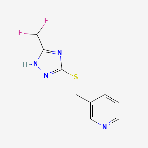 molecular formula C9H8F2N4S B11777058 3-(((5-(Difluoromethyl)-4H-1,2,4-triazol-3-yl)thio)methyl)pyridine 