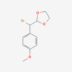 molecular formula C11H13BrO3 B11777083 2-(Bromo(4-methoxyphenyl)methyl)-1,3-dioxolane 