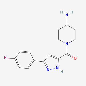 molecular formula C15H17FN4O B11777100 (4-Aminopiperidin-1-yl)(3-(4-fluorophenyl)-1H-pyrazol-5-yl)methanone 