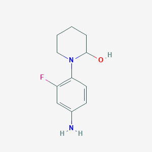 molecular formula C11H15FN2O B11777190 1-(4-Amino-2-fluorophenyl)piperidin-2-ol 