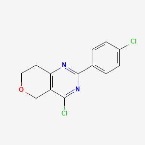 molecular formula C13H10Cl2N2O B11777339 4-Chloro-2-(4-chlorophenyl)-7,8-dihydro-5H-pyrano[4,3-D]pyrimidine 