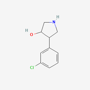 molecular formula C10H12ClNO B11777400 4-(3-Chlorophenyl)pyrrolidin-3-ol 