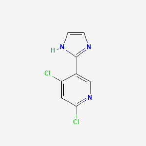 molecular formula C8H5Cl2N3 B11777431 2,4-Dichloro-5-(1H-imidazol-2-yl)pyridine 