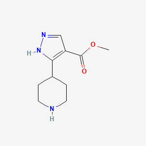 molecular formula C10H15N3O2 B11777459 Methyl 3-(piperidin-4-yl)-1H-pyrazole-4-carboxylate 