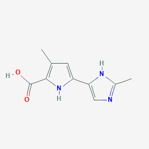 molecular formula C10H11N3O2 B11777584 3-Methyl-5-(2-methyl-1H-imidazol-5-yl)-1H-pyrrole-2-carboxylic acid 