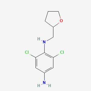 molecular formula C11H14Cl2N2O B11777599 2,6-Dichloro-N1-((tetrahydrofuran-2-yl)methyl)benzene-1,4-diamine 