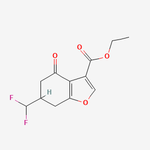 molecular formula C12H12F2O4 B11777601 Ethyl 6-(difluoromethyl)-4-oxo-4,5,6,7-tetrahydrobenzofuran-3-carboxylate 
