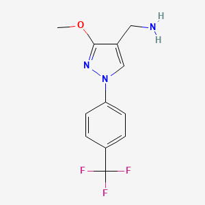 molecular formula C12H12F3N3O B11777628 (3-Methoxy-1-(4-(trifluoromethyl)phenyl)-1H-pyrazol-4-yl)methanamine 