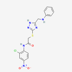 molecular formula C17H15ClN6O3S B11777638 N-(2-Chloro-4-nitrophenyl)-2-((3-((phenylamino)methyl)-1H-1,2,4-triazol-5-yl)thio)acetamide 
