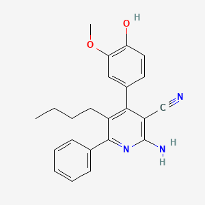 molecular formula C23H23N3O2 B11777810 2-Amino-5-butyl-4-(4-hydroxy-3-methoxyphenyl)-6-phenylnicotinonitrile 