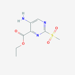 molecular formula C8H11N3O4S B11777815 Ethyl 5-amino-2-(methylsulfonyl)pyrimidine-4-carboxylate 