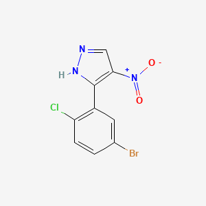 molecular formula C9H5BrClN3O2 B11777845 3-(5-Bromo-2-chlorophenyl)-4-nitro-1H-pyrazole 