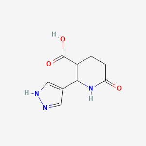 molecular formula C9H11N3O3 B11777877 6-Oxo-2-(1H-pyrazol-4-yl)piperidine-3-carboxylic acid 