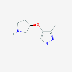 molecular formula C9H15N3O B11778031 (R)-1,3-Dimethyl-4-(pyrrolidin-3-yloxy)-1H-pyrazole 