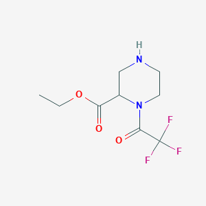 molecular formula C9H13F3N2O3 B11778039 Ethyl 1-(2,2,2-trifluoroacetyl)piperazine-2-carboxylate 