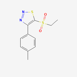 molecular formula C11H12N2O2S2 B11778220 5-(Ethylsulfonyl)-4-(p-tolyl)-1,2,3-thiadiazole 