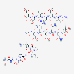 molecular formula C5H5N5O4 B1177823 L-Glutamic acid, L-seryl-L-alanyl-L-seryl-L-prolylglycyl-L-leucyl-L-prolyl-L-lysylglycyl-L-alpha-glutamyl-L-lysyl-L-alpha-glutamyl-L-glutaminyl-L-glutaminyl-L-alpha-glutamyl-L-alanyl-L-isoleucyl-L-alpha-glutamyl-L-histidyl-L-isoleucyl-L-alpha-aspartyl- CAS No. 157849-35-9
