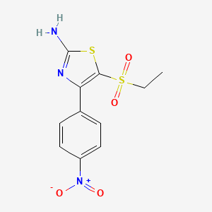 molecular formula C11H11N3O4S2 B11778373 5-(Ethylsulfonyl)-4-(4-nitrophenyl)thiazol-2-amine 