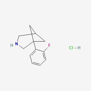 molecular formula C12H15ClFN B11778417 1-(2-Fluorophenyl)-3-azabicyclo[3.1.1]heptane hydrochloride 