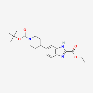 molecular formula C20H27N3O4 B11778481 Ethyl 5-(1-(tert-butoxycarbonyl)piperidin-4-yl)-1H-benzo[d]imidazole-2-carboxylate 