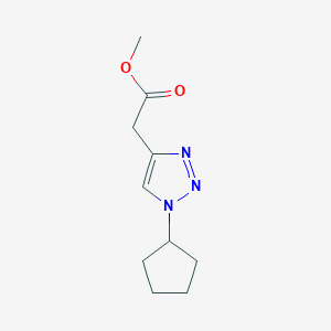 molecular formula C10H15N3O2 B11778497 Methyl2-(1-cyclopentyl-1H-1,2,3-triazol-4-yl)acetate 