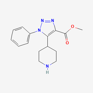 molecular formula C15H18N4O2 B11778523 Methyl 1-phenyl-5-(piperidin-4-yl)-1H-1,2,3-triazole-4-carboxylate 