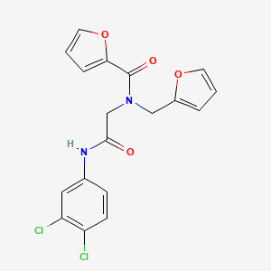 molecular formula C18H14Cl2N2O4 B11778544 N-(2-((3,4-Dichlorophenyl)amino)-2-oxoethyl)-N-(furan-2-ylmethyl)furan-2-carboxamide 