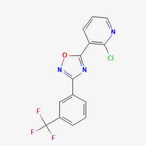 molecular formula C14H7ClF3N3O B11778643 5-(2-Chloropyridin-3-yl)-3-(3-(trifluoromethyl)phenyl)-1,2,4-oxadiazole 