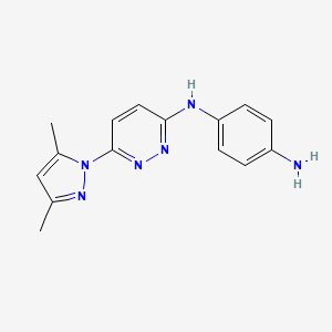 molecular formula C15H16N6 B11778688 N1-(6-(3,5-Dimethyl-1H-pyrazol-1-yl)pyridazin-3-yl)benzene-1,4-diamine 