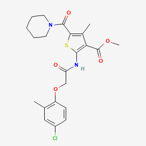 molecular formula C22H25ClN2O5S B11778732 Methyl 2-(2-(4-chloro-2-methylphenoxy)acetamido)-4-methyl-5-(piperidine-1-carbonyl)thiophene-3-carboxylate 
