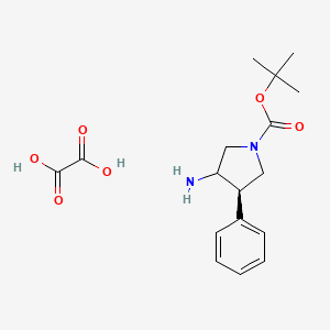 molecular formula C17H24N2O6 B11778772 (4R)-tert-Butyl 3-amino-4-phenylpyrrolidine-1-carboxylate oxalate 