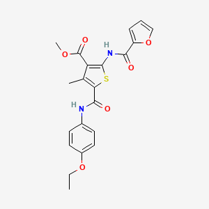 molecular formula C21H20N2O6S B11778813 Methyl 5-((4-ethoxyphenyl)carbamoyl)-2-(furan-2-carboxamido)-4-methylthiophene-3-carboxylate 