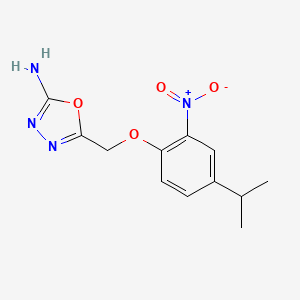 molecular formula C12H14N4O4 B11778960 5-((4-Isopropyl-2-nitrophenoxy)methyl)-1,3,4-oxadiazol-2-amine 