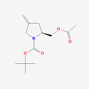 molecular formula C13H21NO4 B11778969 (S)-tert-Butyl 2-(acetoxymethyl)-4-methylenepyrrolidine-1-carboxylate 
