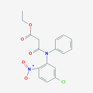 molecular formula C17H15ClN2O5 B117790 Ethyl 3-((5-chloro-2-nitrophenyl)phenylamino)-3-oxopropionate CAS No. 22316-45-6