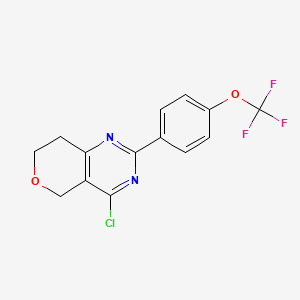 molecular formula C14H10ClF3N2O2 B11779092 4-Chloro-2-(4-(trifluoromethoxy)phenyl)-7,8-dihydro-5H-pyrano[4,3-D]pyrimidine 